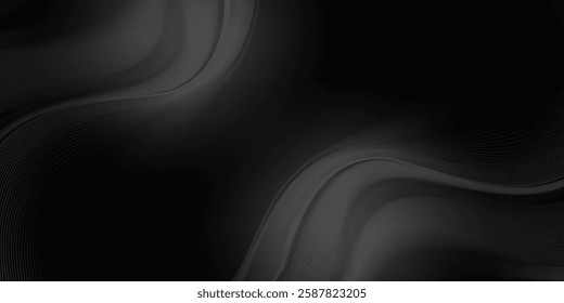 Black abstract background design. Modern wavy line pattern in monochrome colors. Premium stripe texture for banner