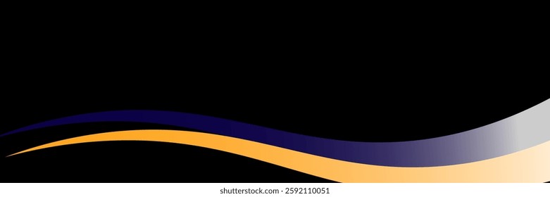 Black abstract background design. Modern wavy line pattern in monochrome colors. Premium stripe texture for banner, business backdrop. Dark horizontal vector template