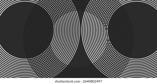 Black abstract background design. Modern wavy line pattern (guilloche curves) in monochrome colors. Premium stripe texture for banner, business backdrop.eps.10