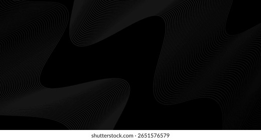 Black abstract background design. Modern wavy line pattern in monochrome colors. Premium stripe texture blurry simple good modern illustrations