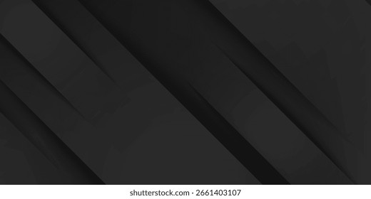 Diseño de fondo abstracto negro. Moderno patrón de línea ondulada (curvas guilloché) en colores monocromos. Textura de la raya de Premium para el Anuncio, fondo del negocio. Plantilla de Vector Horizontal oscuro