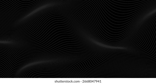 Projeto de fundo abstrato preto. Padrão de linha ondulada moderno em cores monocromáticas moderno