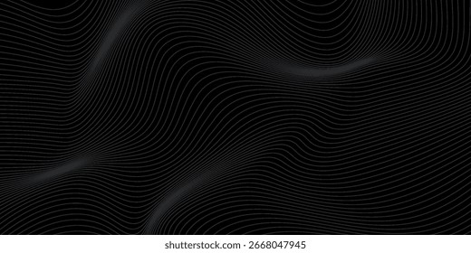 Projeto de fundo abstrato preto. Padrão de linha ondulada moderno em cores monocromáticas arte moderna