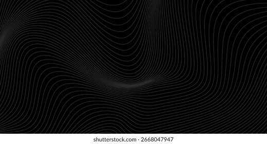 Diseño de fondo abstracto negro. Patrón de línea ondulada moderna en colores monocromos Arte moderno simple