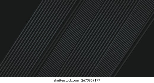 Diseño de fondo abstracto negro. Moderno patrón de línea ondulada (curvas guilloché) en colores monocromos. Textura de la raya de Premium para el Anuncio, telón de fondo del negocio. Plantilla de Vector Horizontal oscuro