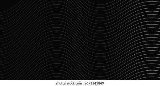 Diseño de fondo abstracto negro. Línea ondulada moderna. Arte simple