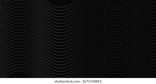 Projeto de fundo abstrato preto. Linha ondulada moderna. Simples