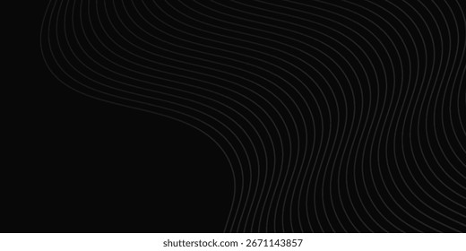 Diseño de fondo abstracto negro. Línea ondulada moderna. Lujo de arte simple
