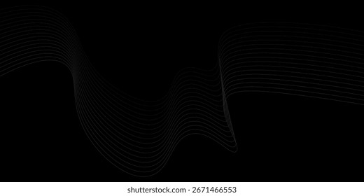 Diseño de fondo abstracto negro. Moderno patrón de línea ondulada en colores monocromos. Textura de la raya de Premium para el Anuncio, telón de fondo del negocio