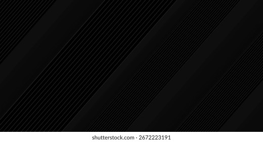 Diseño de fondo abstracto negro. Moderno patrón de línea ondulada (curvas guilloché) en colores monocromos. Textura de la raya de Premium para el Anuncio, telón de fondo del negocio. Vector Horizontal oscuro moderno