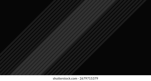 Projeto de fundo abstrato preto. Padrão de linha ondulada moderno (curvas guilhochadas) em cores monocromáticas. Textura de faixa premium para banner, plano de fundo empresarial. Horizontal escura 