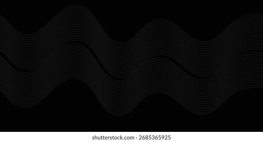 Diseño de fondo abstracto negro. Moderno patrón de línea ondulada (curvas guilloché) en colores monocromos. Textura de la raya de Premium para el Anuncio, fondo del negocio