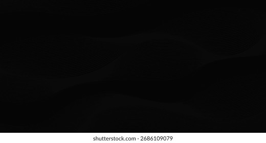 Diseño de fondo abstracto negro. Moderno patrón de línea ondulada (curvas guilloché) en colores monocromos. Textura de la raya de Premium para el Anuncio, telón de fondo del negocio.