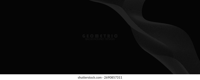 Projeto de fundo abstrato preto. Padrão de linha ondulada moderno em cores monocromáticas. Textura de faixa Premium para banner, fundo empresarial. eps10, web