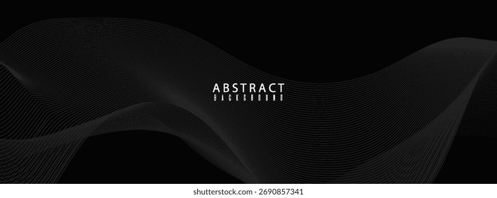 Projeto de fundo abstrato preto. Padrão de linha ondulada moderno em cores monocromáticas. Textura de faixa Premium para banner, fundo empresarial. ilustração vetorial, site