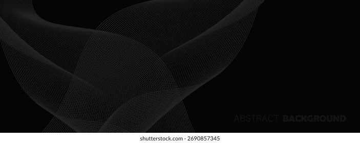 Diseño de fondo abstracto negro. Moderno patrón de línea ondulada en colores monocromos. Textura de la raya de Premium para el Anuncio, telón de fondo del negocio. presentación, Web