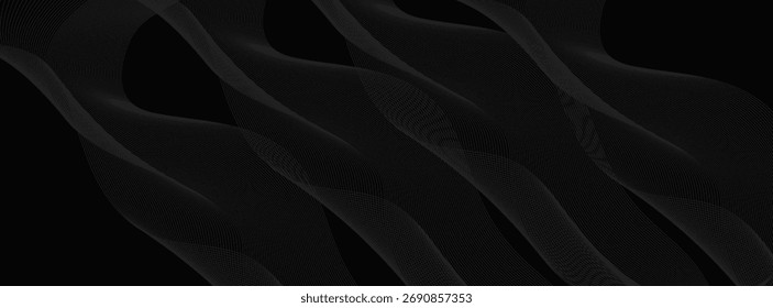 Diseño de fondo abstracto negro. Moderno patrón de línea ondulada en colores monocromos. Textura de la raya de Premium para el Anuncio, fondo del negocio. moderno 