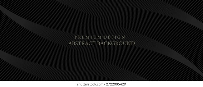 Diseño de fondo abstracto negro. Moderno patrón de línea ondulada en colores monocromos. Textura de la raya de Premium para el Anuncio, telón de fondo del negocio. Plantilla de Vector Horizontal oscuro