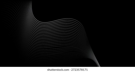 Diseño de fondo abstracto negro. Patrón de línea ondulada moderna en colores monocromos. arte moderno creativo de lujo agradable