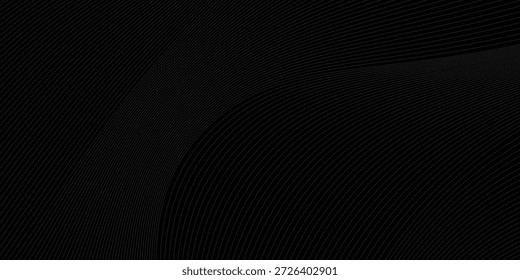 Diseño de fondo abstracto negro. Moderno patrón de línea ondulada en colores monocromos. Textura de la raya de Premium para el Anuncio, telón de fondo del negocio. Plantilla de Vector Horizontal oscuro