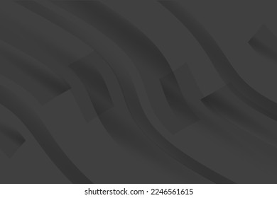 Black abstract background design in monochrome colors. Premium stripe texture for banner, business backdrop. Dark horizontal vector template