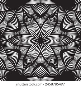 Black abstract background . Digital image with a psychedelic stripes. Abstract psychedelic stripes for digital wallpaper design ,geometric art,Optical illusion style