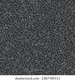Black abstract background in doodle style. Vector pattern.