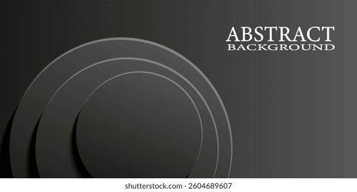 black abstract background. Dynamic shapes with 3d circle yellow papercut layer 