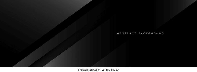 Black abstract background. Elegant dark diagonal shape elements. Modern luxury grey gradient graphic design. Suit for poster, brochure, banner, cover, corporate, website, flyer, presentation