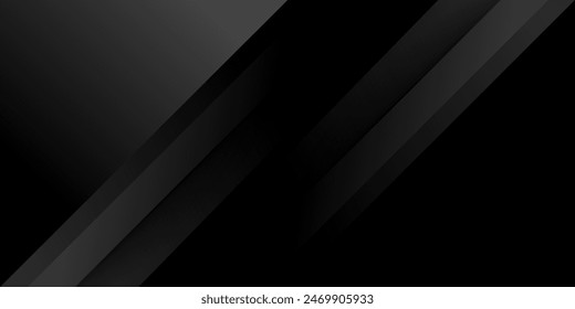 Black abstract background. Elegant dark diagonal shape elements. Modern luxury grey gradient graphic design.