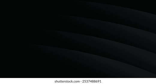 Schwarzer abstrakter Hintergrund. Elegante dunkle diagonale Formelemente. Modernes, luxuriöses Grafikdesign mit grauem Farbverlauf.