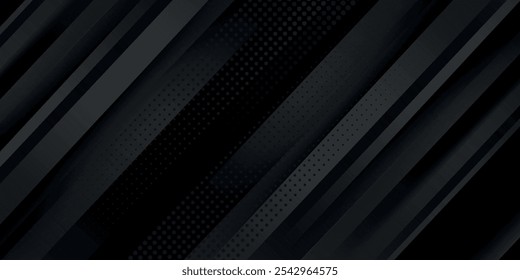 Fondo abstracto negro. Elegantes Elementos de forma diagonal oscura. Moderno Diseño gráfico degradado gris de lujo.