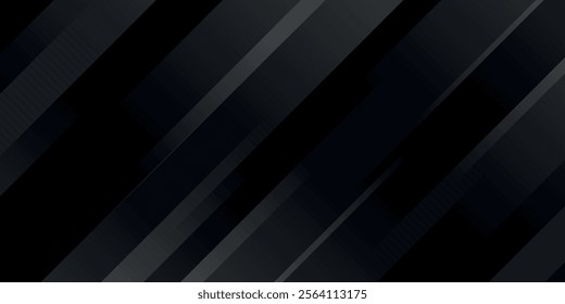 Black abstract background. Elegant dark diagonal shape elements. Modern luxury grey gradient graphic design.