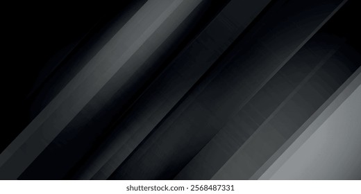 Black abstract background. Elegant dark diagonal shape elements. Modern luxury grey gradient graphic design.