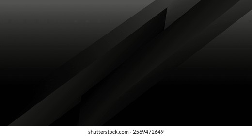 Black abstract background. Elegant dark diagonal shape elements. Modern luxury grey gradient graphic design.