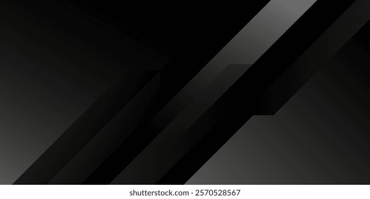 Black abstract background. Elegant dark diagonal shape elements. Modern luxury grey gradient graphic design.