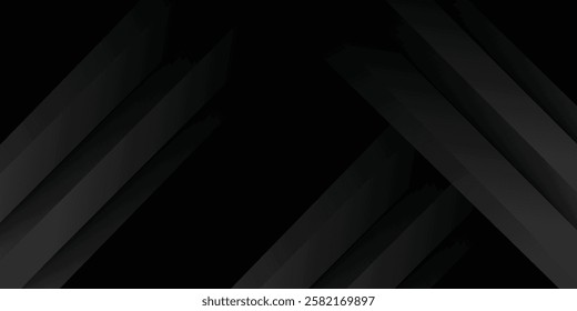 Black abstract background. Elegant dark diagonal shape elements. Modern luxury background.