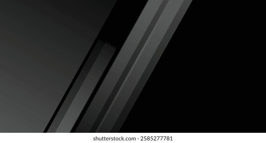 Black abstract background. Elegant dark diagonal shape elements. Modern luxury grey gradient