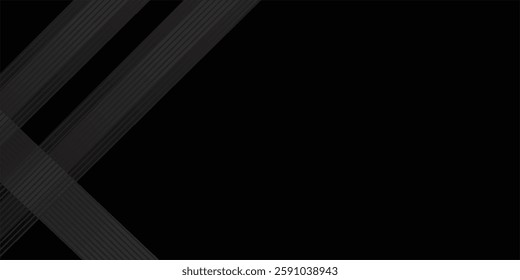 Black abstract background. Elegant dark diagonal shape elements. Modern luxury grey gradient graphic design.