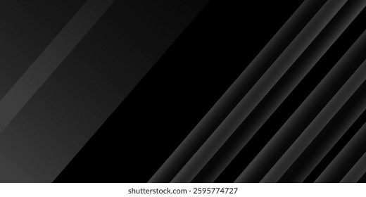 Black abstract background. Elegant dark diagonal shape elements. Modern luxury grey gradient graphic design.