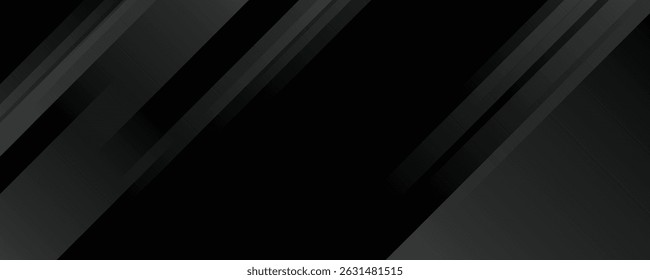 Black abstract background. Elegant dark diagonal shape elements. Modern luxury grey gradient graphic design.