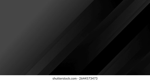 Black abstract background. Elegant dark diagonal shape elements. Modern luxury grey gradient graphic design.