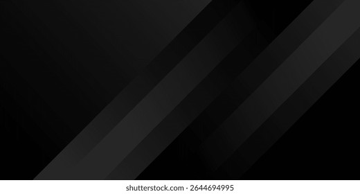 Schwarzer abstrakter Hintergrund. Elegante dunkle diagonale Formelemente. Modernes, luxuriöses Grafikdesign mit grauem Farbverlauf.