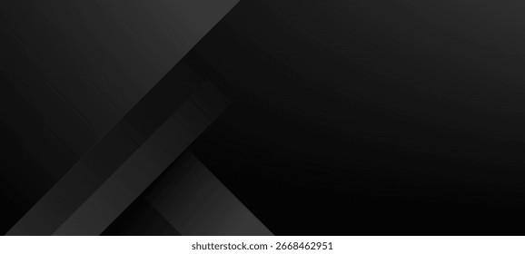 Black abstract background. Elegant dark diagonal shape elements. Modern luxury grey gradient graphic design.