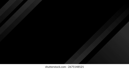 Schwarzer abstrakter Hintergrund. Elegante dunkle diagonale Formelemente. Moderne Luxus grau Farbverlauf Grafikdesign moderne Kunst