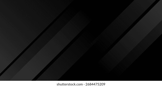 Black abstract background. Elegant dark diagonal shape elements. Modern luxury grey gradient graphic design.