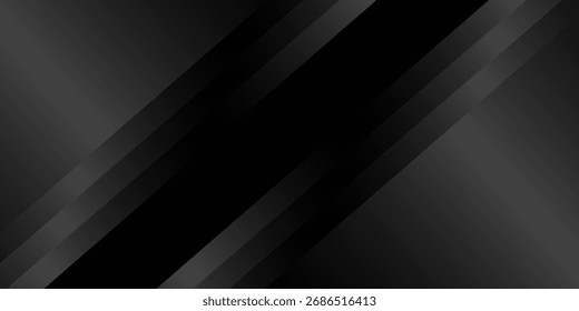 Schwarzer abstrakter Hintergrund. Elegante dunkle diagonale Formelemente. Modernes, luxuriöses Grafikdesign mit grauem Farbverlauf.