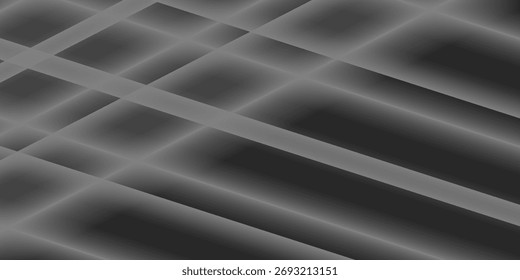 Schwarzer abstrakter Hintergrund. Elegante dunkle diagonale Formelemente. Modernes, luxuriöses Grafikdesign mit grauem Farbverlauf. Vektorgrafik