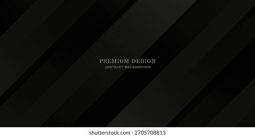 Schwarzer abstrakter Hintergrund. Elegante dunkle diagonale Formelemente. Modernes, luxuriöses Grafikdesign mit grauem Farbverlauf.