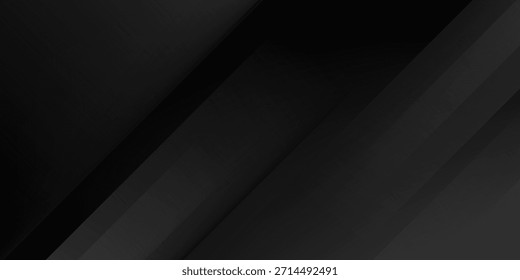 Schwarzer abstrakter Hintergrund. Elegante dunkle diagonale Formelemente. Modernes, luxuriöses Grafikdesign mit grauem Farbverlauf.